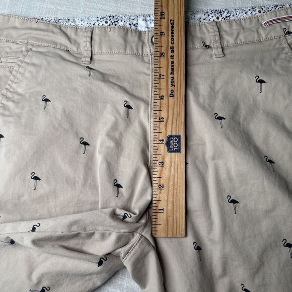 Denim & Flower Ricky Singh Shorts Mens 32 Tan Blue Flamingo Contrast Cuff Beach - Picture 8 of 9